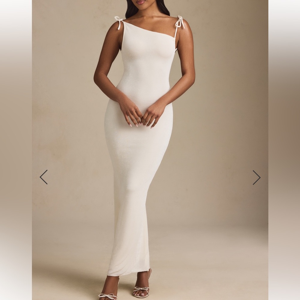 Oh Polly Cream Strapless Dress